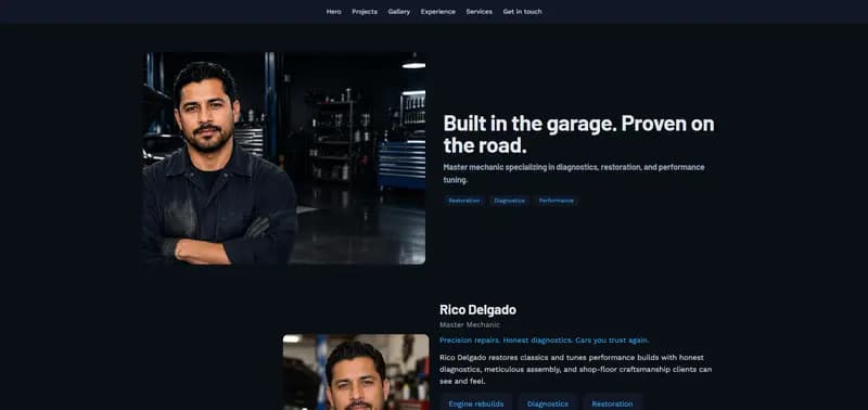 Garage — Midnight theme preview