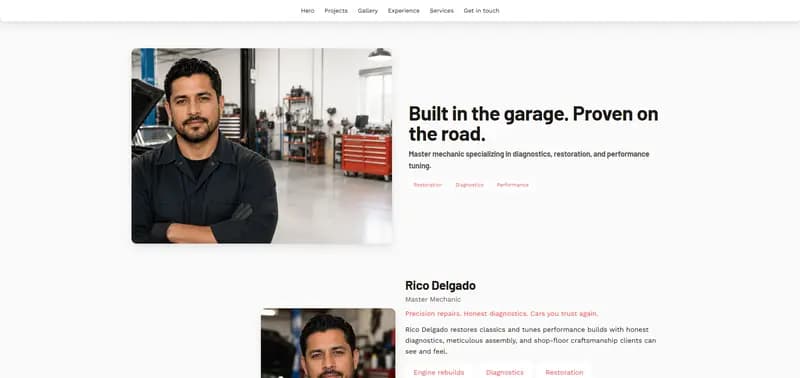 Garage — Rally theme preview