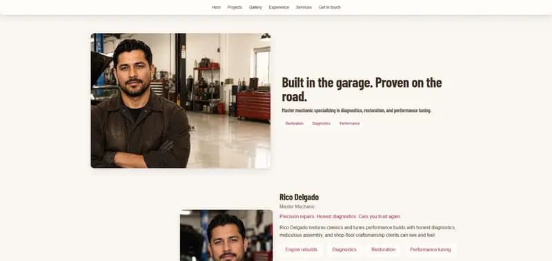Garage — Vintage theme preview