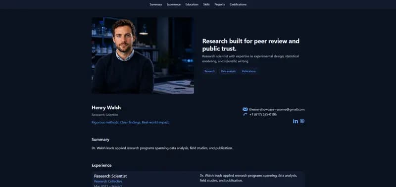Resume — Midnight theme preview