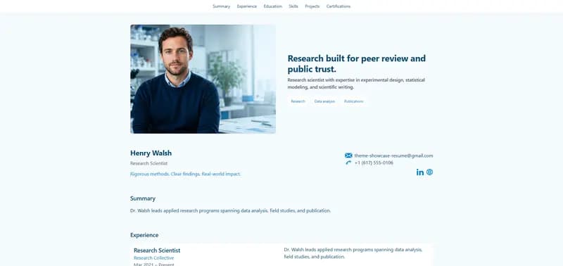 Resume — Ocean theme preview