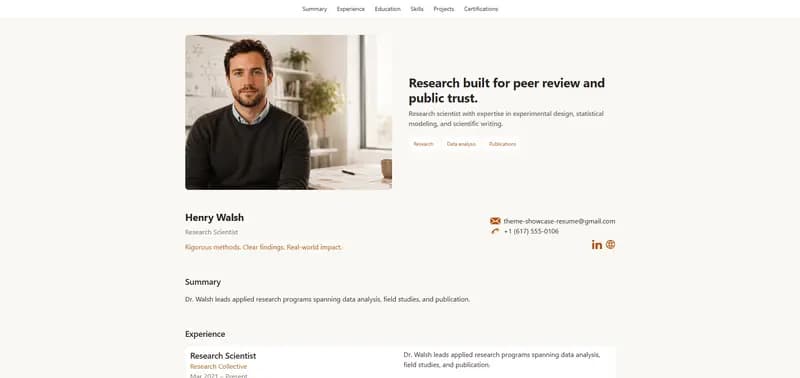 Resume — Paper theme preview