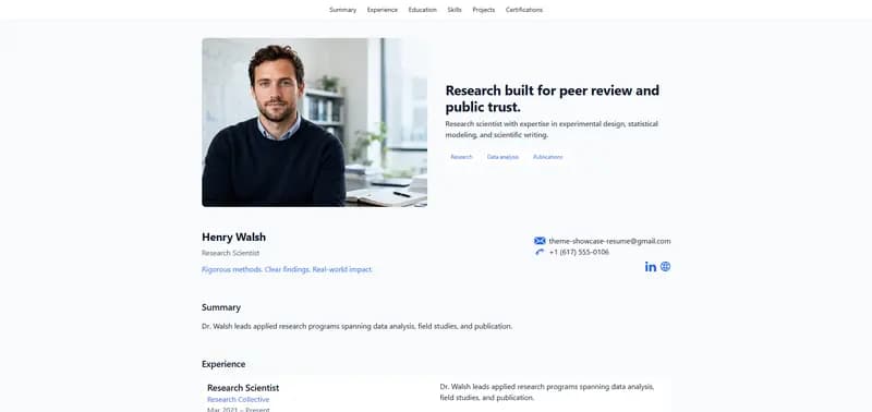 Resume — Slate theme preview