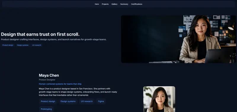 Showcase — Midnight theme preview